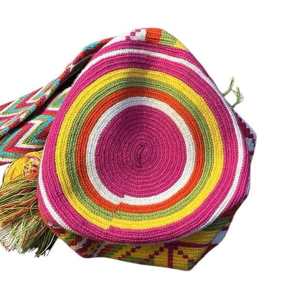 NWOT Authentic 100% Matizada Wayuu Mochila Colombian Crossbody/Bucket Bag Large - Picture 6 of 7